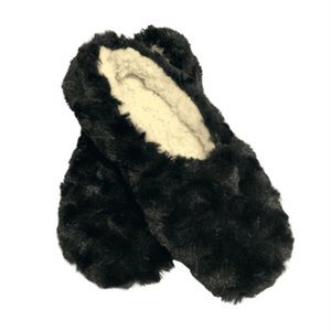 S/M Black Faux Fur Slipper Socks with Grippers
